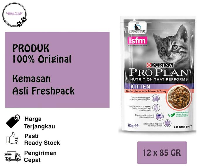 PRO PLAN ProPlan Kitten Salmon In Gravy Wet Pouch 85gr/ PCS Promo di  Padjajaran Pet Center Tokopedia