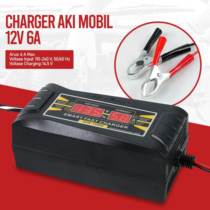 Gambar Taffware Charger Aki Portable Motorcycle Car Battery Charger 6A 12V - Model B dari Pi Toserba undefined Tokopedia
