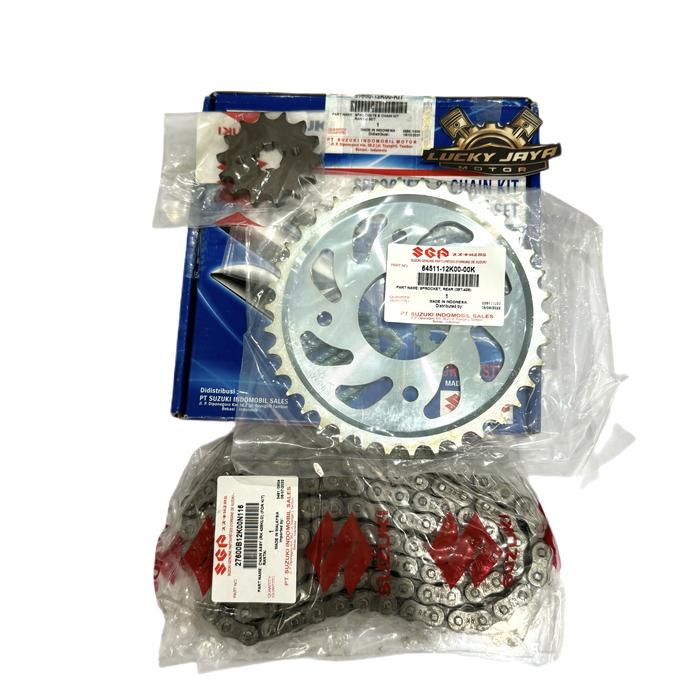 Gambar girset gearset gir gear set chainkit rantai Satria fu fi injeksi Ori 27000-12K00-KIT dari CV LUCKY JAYA MOTOR undefined Tokopedia