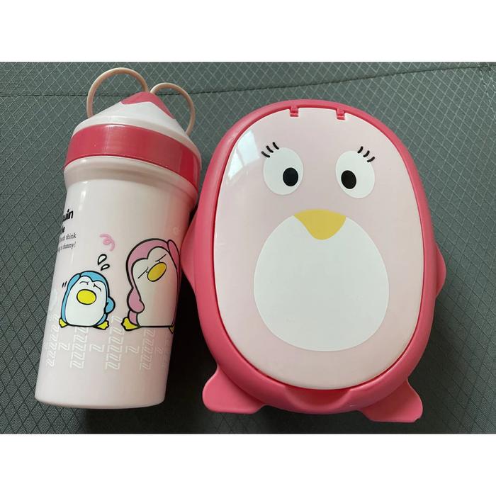 Gambar Set tempat makan botol lunch box kotak makan botol minum anak - Hj125 pink dari KOMURA.ID undefined Tokopedia