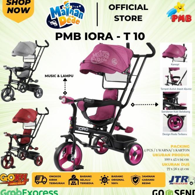 Gambar EL Sepeda Tiga Roda Anak PMB IORA T10 Tricycle T-10 - Merah Muda, EXTRA PACKING dari Adiwidya Catur Official undefined Tokopedia
