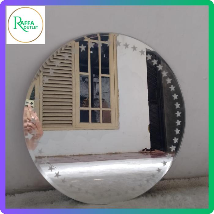 Gambar cermin kamar mandi/cermin bulat 50cm/kaca cermin wastafel - B 50 cm motif 1 dari Raffa Outlet undefined Tokopedia