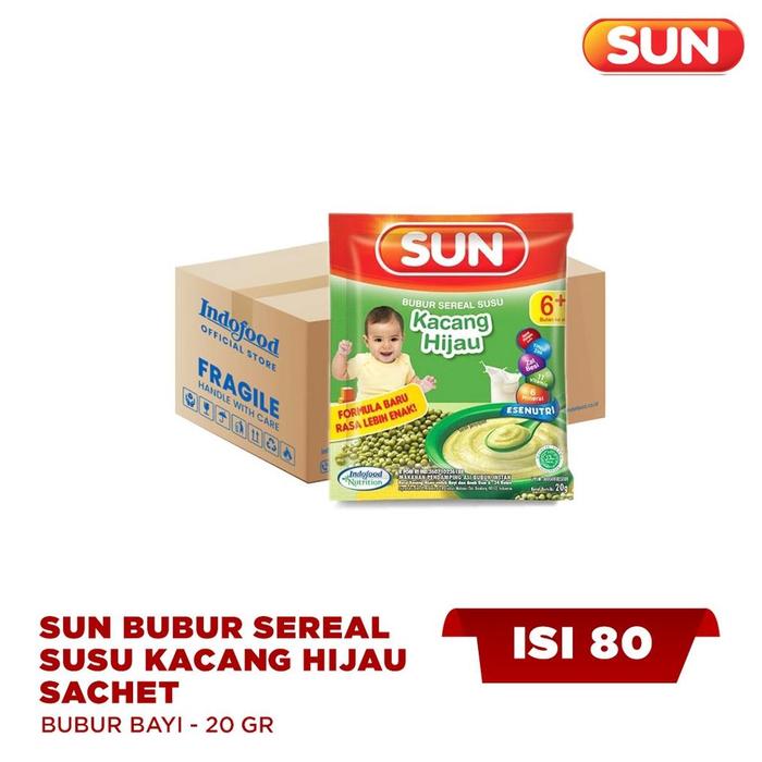 Gambar 1 Ctn - Sun Bubur Sereal Susu Kacang Hijau Sachet 20 Gr dari ahelamasustore undefined Tokopedia