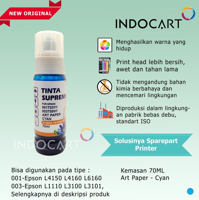 Gambar IndoCart Tinta Refill Printer Epson 001 003 008 Art Paper Ink-70ml - Cyan dari IndoCart HM2 undefined Tokopedia