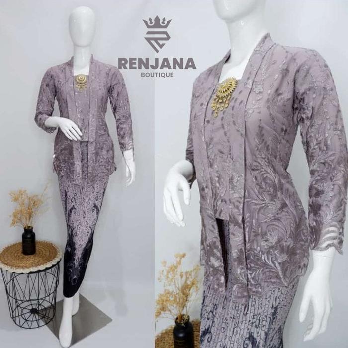 Gambar setelan kebaya kutu baru tile renjana - lavender, XL dari Aillen Fashion undefined Tokopedia
