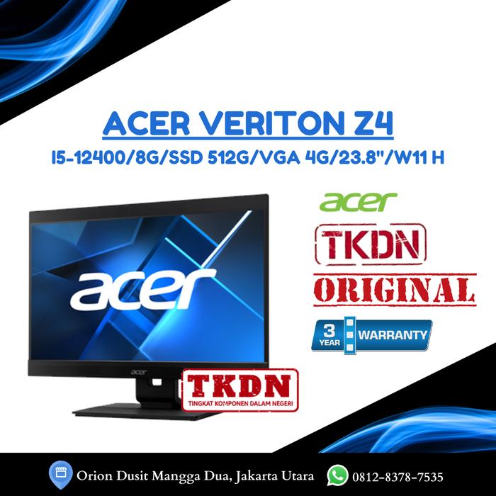 Gambar ACER AIO VERITON Z4 VZ4-0094(I5-12400/8G/SSD 512G/VGA 4G/23.8"/W11 H) dari Makro Komputer undefined Tokopedia