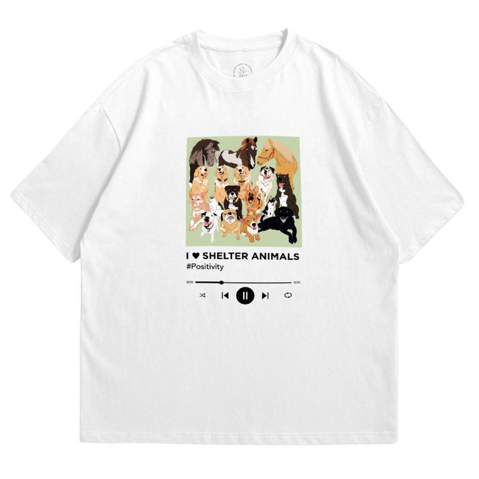 Gambar Tshirt JAAN - Shelter Animals Playlist #Positivity - Putih, S dari JAAN Domestic Shop undefined Tokopedia