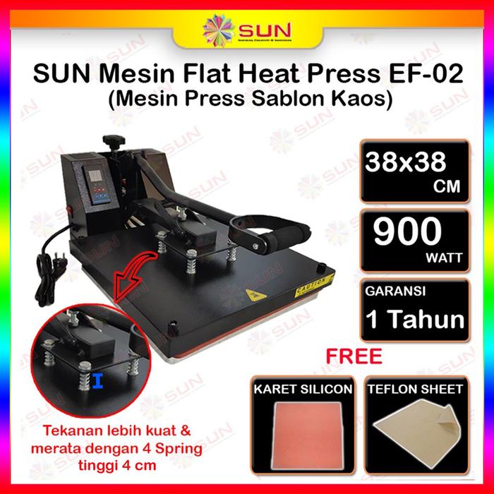 Gambar Mesin Press Sablon Kaos SUN 38x38 HIGH PRESSURE ( ALAS ALUMINIUM + KARET SILIKON ASLI )EF-01 / EF-02 /GKT untuk Kaos, Bag, Puzzle, Plat Aluminium, Bantal ( DTG, DTF, Polyflex, Sublime, Transfer Paper, Platisol, Rubber ) - EF-02 38x38, Jakarta dari Sun Indonesia undefined Tokopedia
