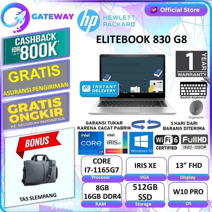Gambar Laptop HP EliteBook 830 G8 I7-1165G7 16GB 512GB SSD W10 PRO 13.3" FHD - NON BUNDLING, RAM 8GB dari Gateway Indonesia Comp undefined Tokopedia