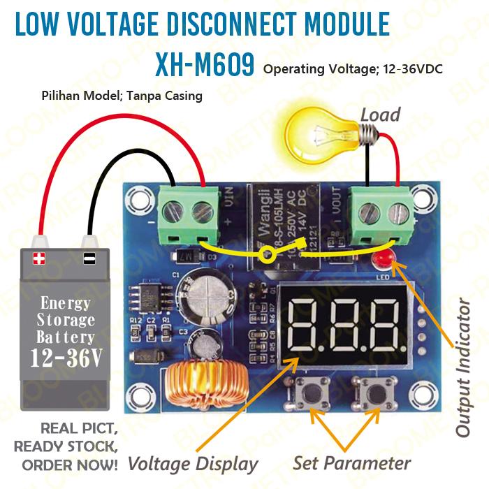Gambar Low Voltage Disconnect XH-M609 Modul Proteksi DC Baterai LVD HCW-M635 - Non Casing dari Bloometro-Parts undefined Tokopedia