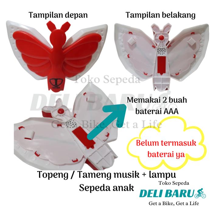 Gambar Topeng tameng musik lampu nyala model kupu kupu aksesoris sepeda anak - Merah dari Deli baru undefined Tokopedia