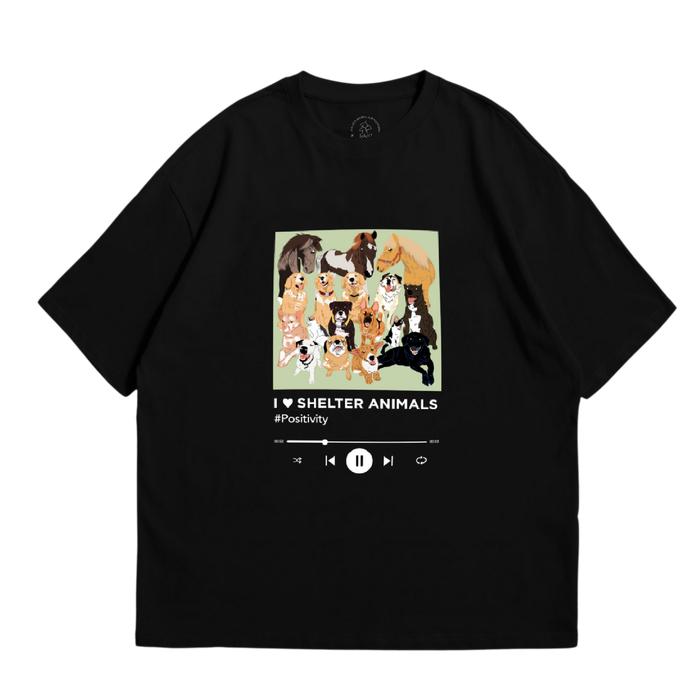 Gambar Tshirt JAAN - Shelter Animals Playlist #Positivity - Hitam, L dari JAAN Domestic Shop undefined Tokopedia