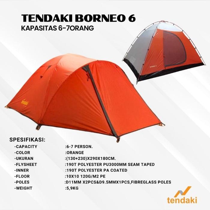 Gambar Tenda MIS BORNEO 6 Mountain Inn Sports / Tenda Camping Dome 6 Orang - Tendaki Borneo  dari Gudang Olahraga undefined Tokopedia