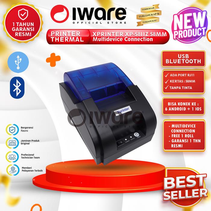 Gambar Xprinter XP-58IIZ 58mm Printer Thermal Bluetooth Multidevice Rj11 - UNIT ONLY dari Iware.id undefined Tokopedia