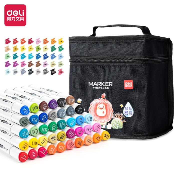 Gambar Deli Spidol Sketsa Sketch Marker 40 80 Warna Dual Tip Non Toxic HM900 - 60 warna dari Deli Stationery Indonesia undefined 5 Tokopedia