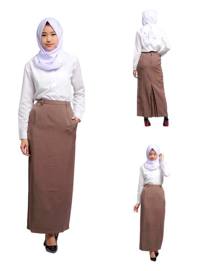 Gambar Rok kerja wanita model span panjang/rok span syakira by azkia putih - Milo, L dari AZKIA BLAZER OWNER undefined Tokopedia