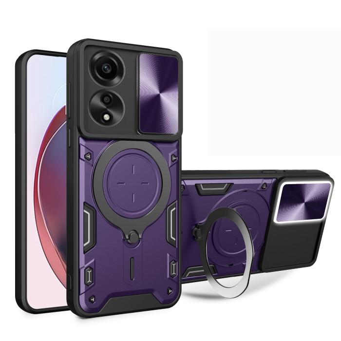 Gambar Oppo A58 4G - EvoX Army Military Flash Flip Lens Armor Case Shockproof - Dark Purple dari Megascarlet undefined Tokopedia