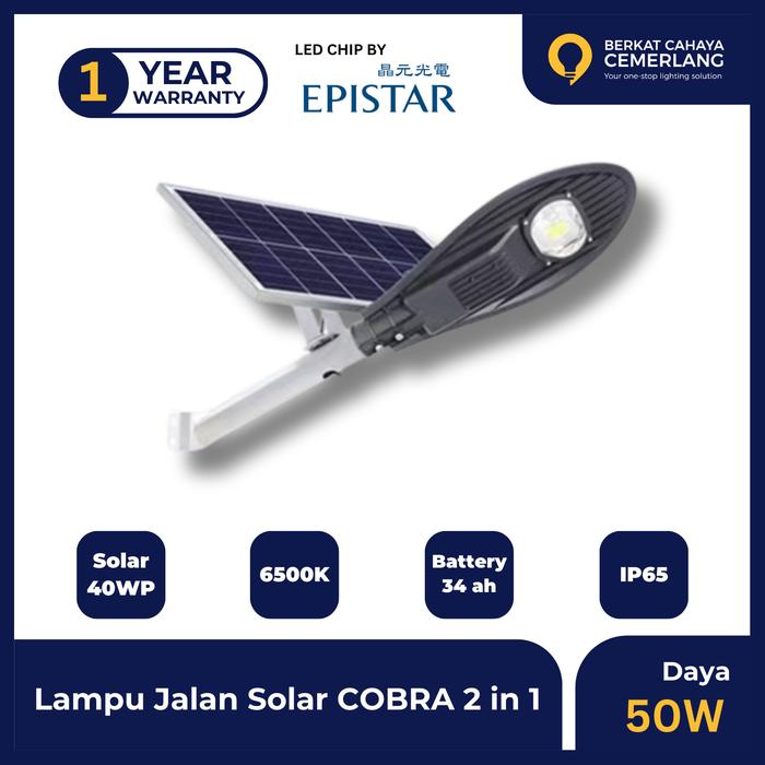 Gambar Lampu Jalan Solar PJU COBRA 50W 100W 150W 200W Solar Cell Tenaga Surya - 50W dari Berkat Cahaya Cemerlang undefined Tokopedia