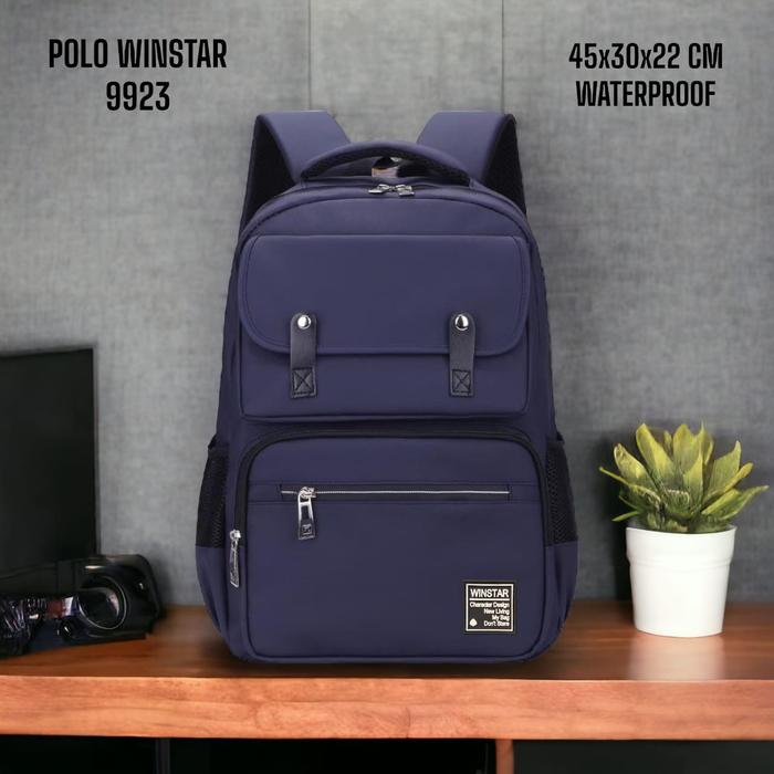 Gambar POLO WINSTAR 9923 Ransel Laptop Backpack Pria Wanita Tahan Air USB - Biru dari GROSIR TAS KOPER JAKARTA undefined Tokopedia