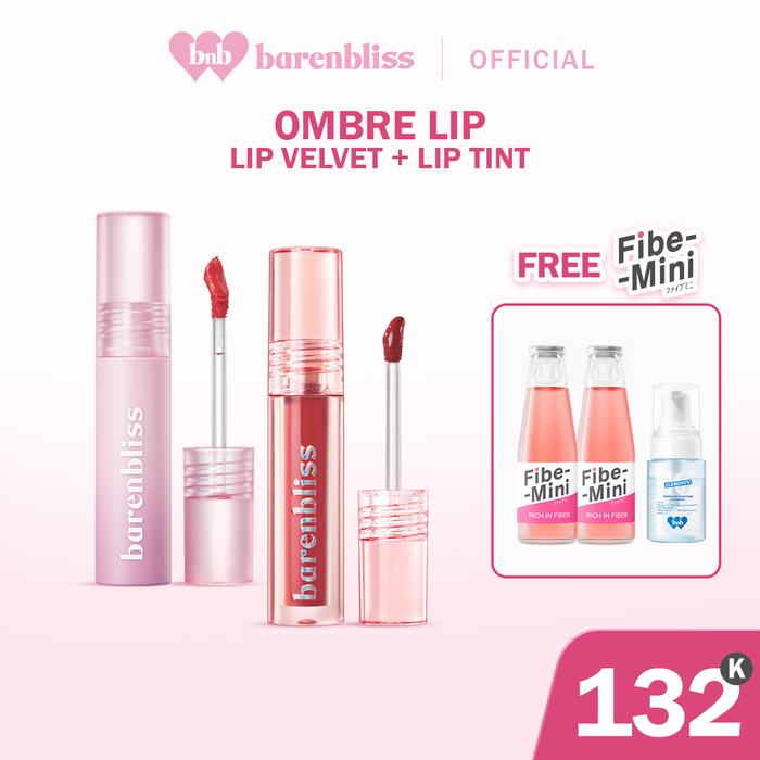 Gambar [COLAB FIBEMINI EXCLUSIVE] BNB barenbliss Ombre Lip Tint x Lip Velvet - 08 Peace Out, 01 Blushed dari barenbliss undefined Tokopedia