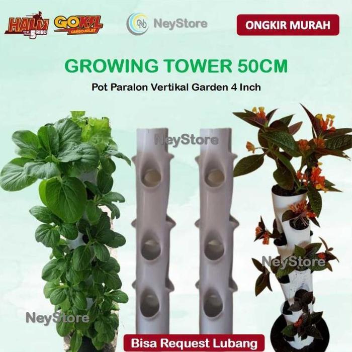 Gambar Growing Tower Pot Paralon 4 Inch Tower Vertikal Garden 50 Cm - 12 lubang dari hanilatrendy undefined Tokopedia