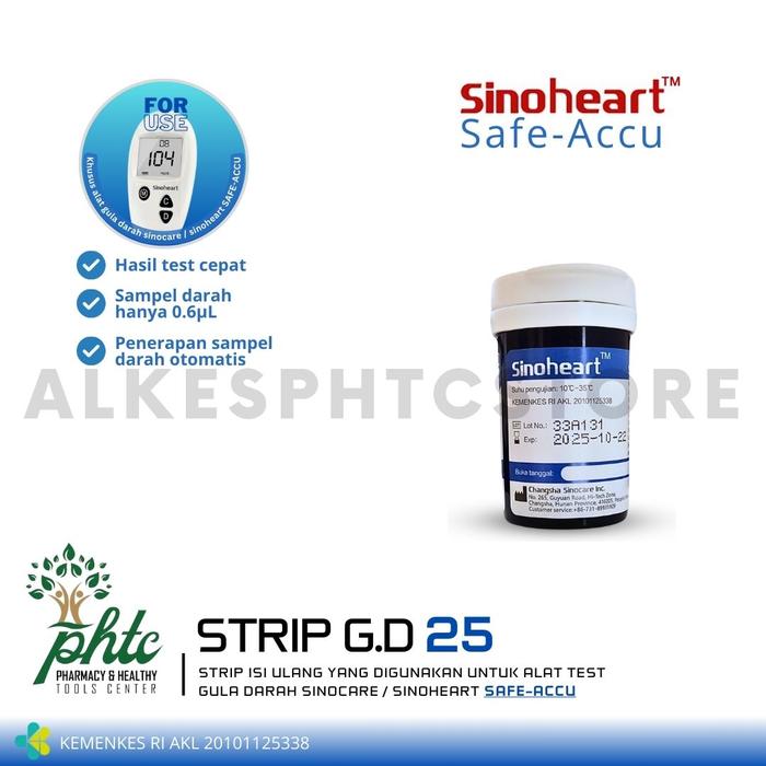 Gambar Strip Gula Darah Sinocare Sinoheart SAFE-ACCU 25 Strip Uji Gula Darah - 25 Strip dari alkesphtcstore undefined Tokopedia