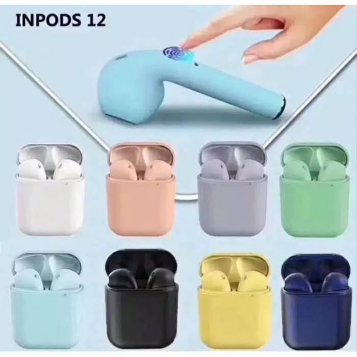 Inpods 12 Macaron Headset Bluetooth Warna Macaron Wireless Inpods i12  Putih