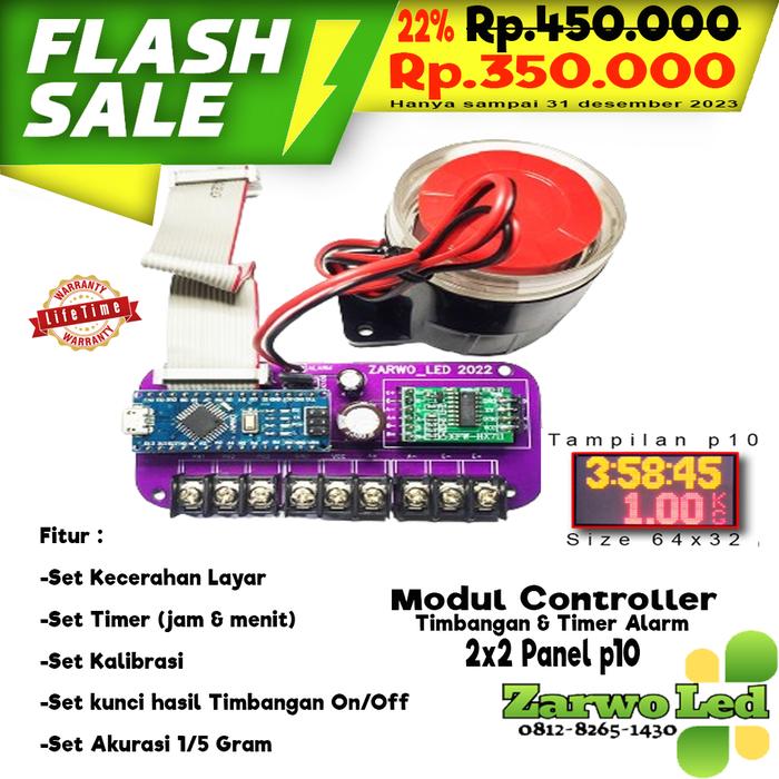 Gambar CONTROLLER TIMBANGAN PLUS TIMER ALARM PEMANCINGAN DISPLAY BESAR 64X32 - MODUL + SIRINE dari Zarwo Led undefined Tokopedia
