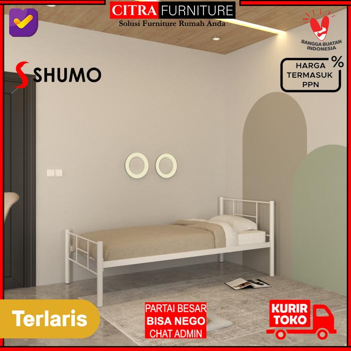 Gambar Ranjang Besi 120x200 cm|Dipan Asrama Karyawan Kost|Rangka Tempat Tidur - 120X200 PUTIH, Busa Golden dari Citra furniture undefined Tokopedia