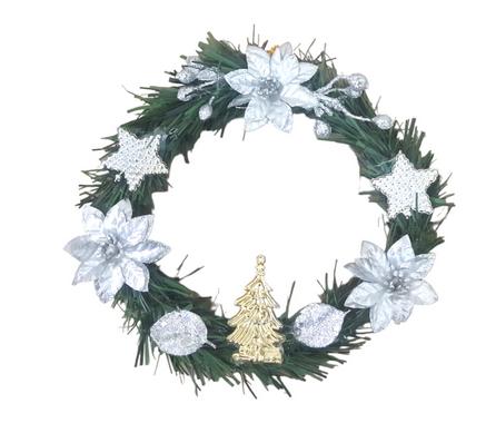 Gambar promo natal!!!! Hiasan Natal Pintu Wreath Krans Daun Bunga Dekorasi - SILVER (Random) dari Delvittaa undefined Tokopedia