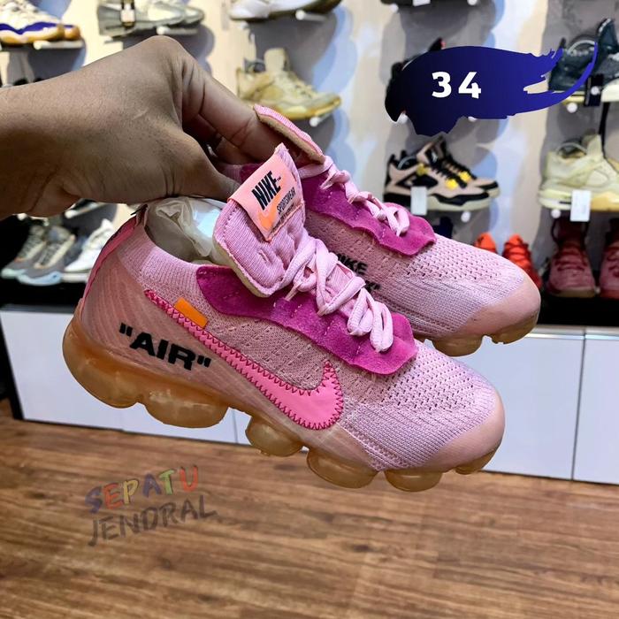 Sepatu Nike Air Vapormax Flyknit Pink Of White Kids Size 34