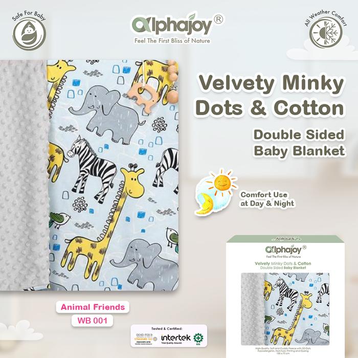 Gambar Selimut Alphajoy Velvety Minky Dots & Cotton Double Sided Baby Blanket - WB001 Animal FF dari Alphajoy undefined Tokopedia