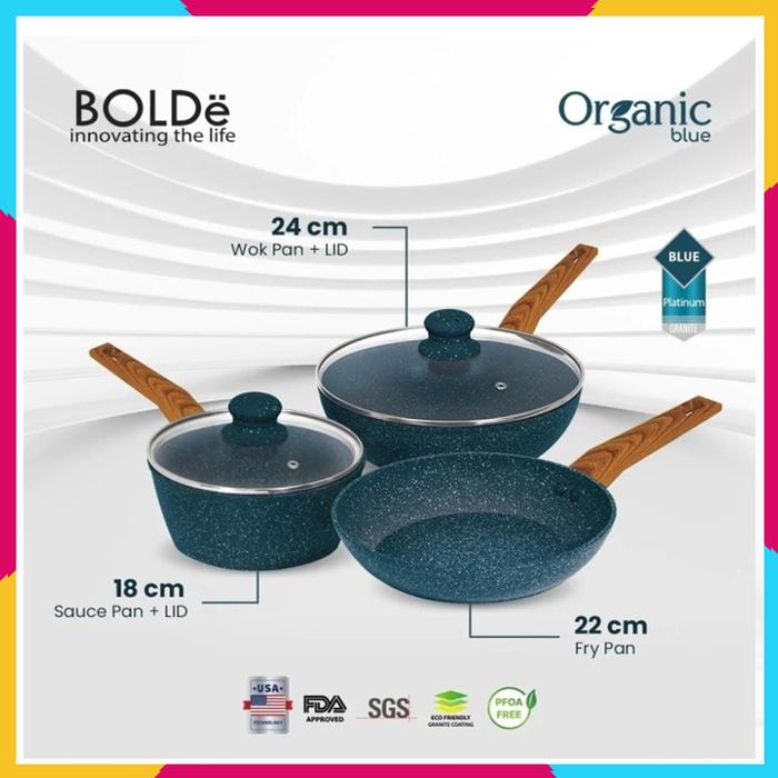 Gambar BOLDE ORGANIC COOKWARE SET 5PCS GREEN - Biru dari Home Electro undefined Tokopedia
