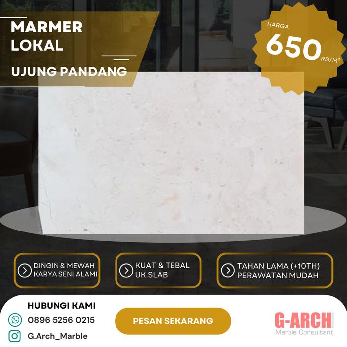 Gambar JUAL MARMER CREAM LOKAL UKURAN SLAB, UJUNG PANDANG (harga per m²) dari G.Arch Marble Consultant undefined Tokopedia