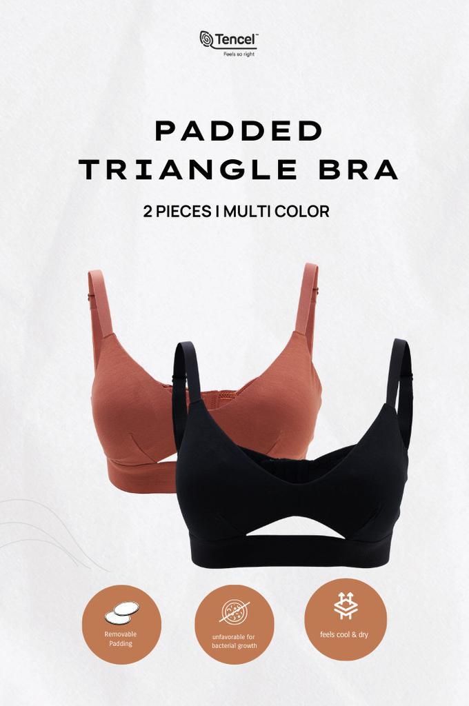 Gambar Sare Studio Padma Padded Tencel Triangle Bra 2 Packs In Mix Color - S dari TOKO NICES undefined Tokopedia