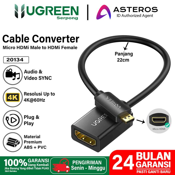Gambar Kabel Micro HDMI ,Micro Usb To HDMI UGREEN Support HD 4K - HDMI FEMALE dari Ugreen Serpong undefined Tokopedia