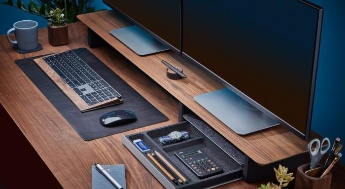 Gambar Stand Monitor Kayu Desk Riser Kayu Oak Walnut Grovemade Oakywood - Walnut, Kayu Jati dari doherrrr undefined Tokopedia