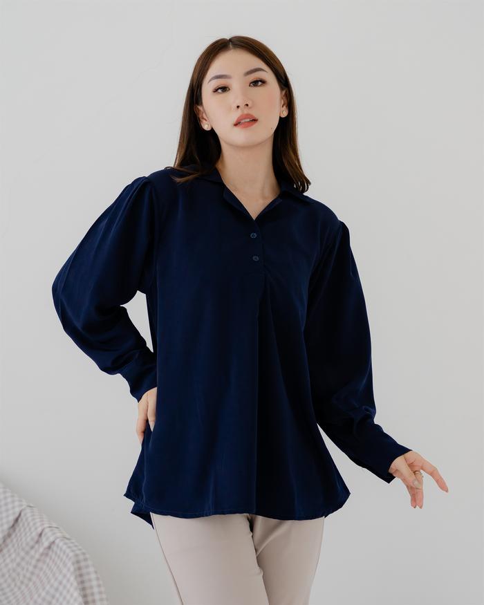Gambar Dofy Angela Top 001 - Atasan Blouse Wanita - Basic Shirt - NAVY dari DOFY undefined Tokopedia