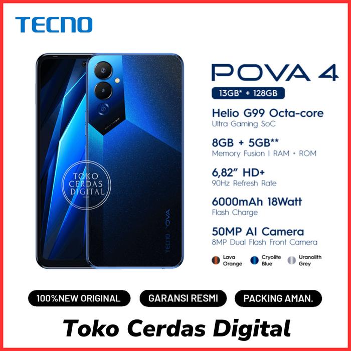 Gambar Tecno Pova 4 8GB/128GB Garansi Resmi 100% ORI dan Segel - Blue dari TokoCerdasDigital undefined Tokopedia