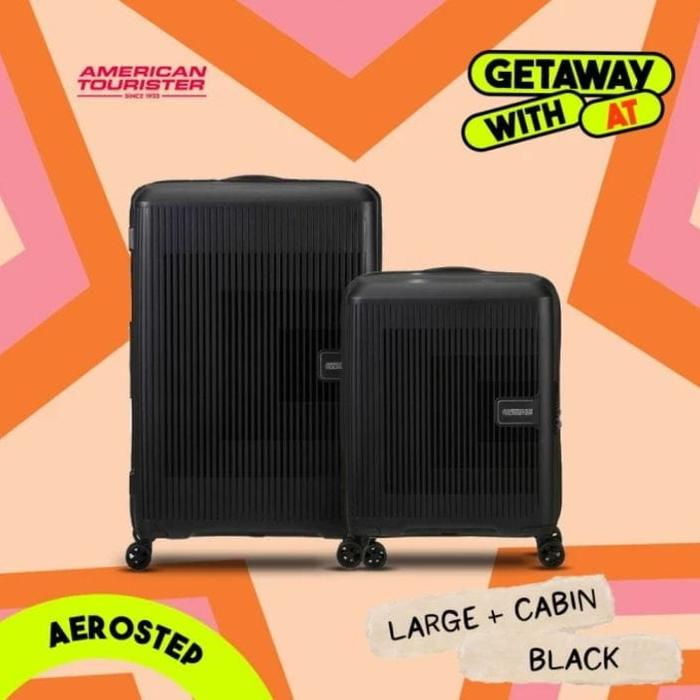 Gambar 2 Koper American Tourister Aerostep Large 28 inch dan Cabin 20 inch - Black dari muhamm store undefined Tokopedia