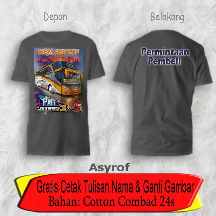 Gambar Kaos Custom Bus Asyrof -  tshirt bis Telolet - Abu-abu, XS junior dari Yafi & Khyla Onlineshop undefined Tokopedia