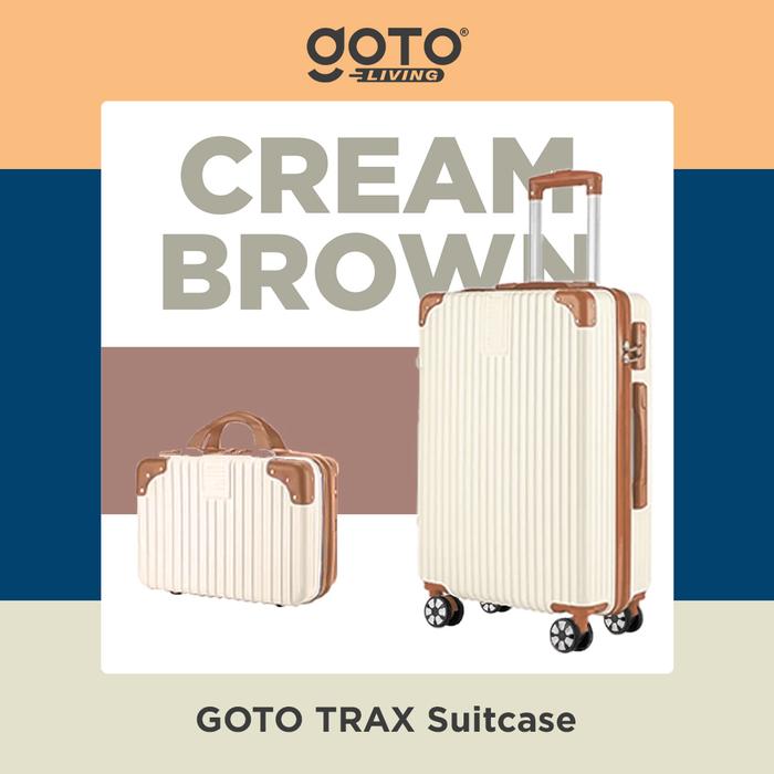 Gambar Goto Trax Koper Kabin Bagasi Suitcase Cabin Traveling Besar Kecil - CREAM BROWN, 20IN dari Goto.Indonesia undefined Tokopedia