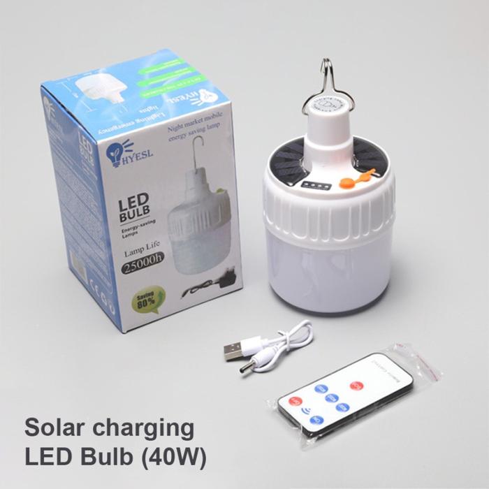 Gambar Lampu Tenda Camping LED Lampu Solar Emergency Bohlam Bulat LED Gantung - 40Watt + Remote dari Surya Bright undefined Tokopedia