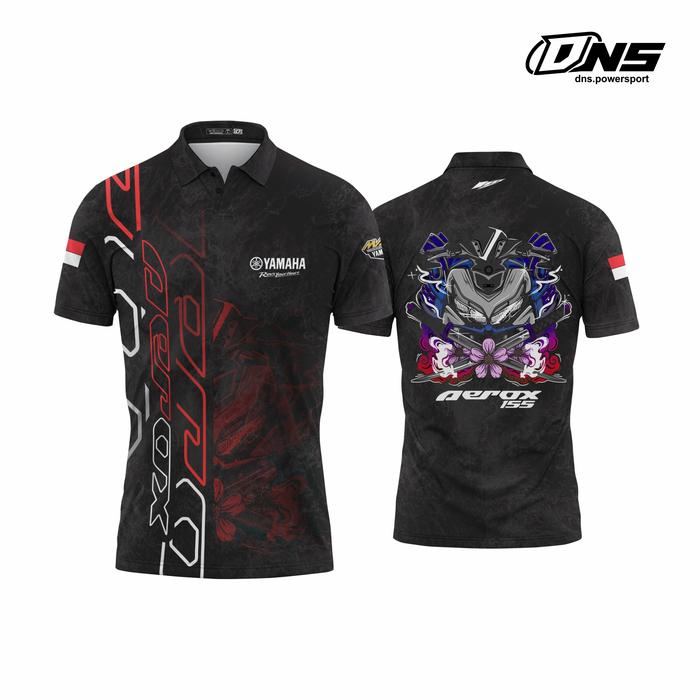 Gambar Kaos jersey polo shirt yamaha aerox - Hitam Biru, L dari DNS Powersport undefined Tokopedia