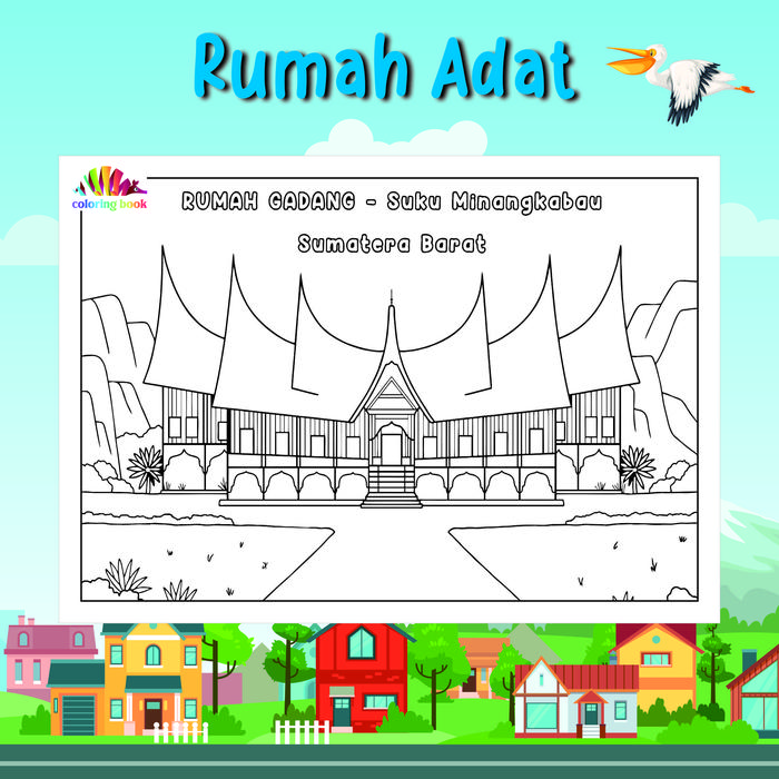 Gambar KERTAS MEWARNAI / COLORING / KERTAS GAMBAR / RUMAH ADAT - RUMAH ADAT 1, A5 dari ATOMYOFC undefined Tokopedia