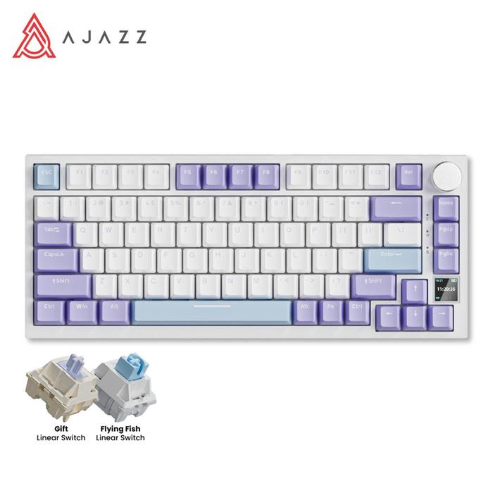 Ajazz Ak820 GTS Pro 75% Triple Connection Mechanical Gaming Keyboard - Grey Star, Gift Sw