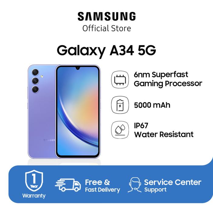 Gambar Samsung Galaxy A34 5G 8/256GB - Violet dari Rejodadi - Samsung Authorized undefined Tokopedia