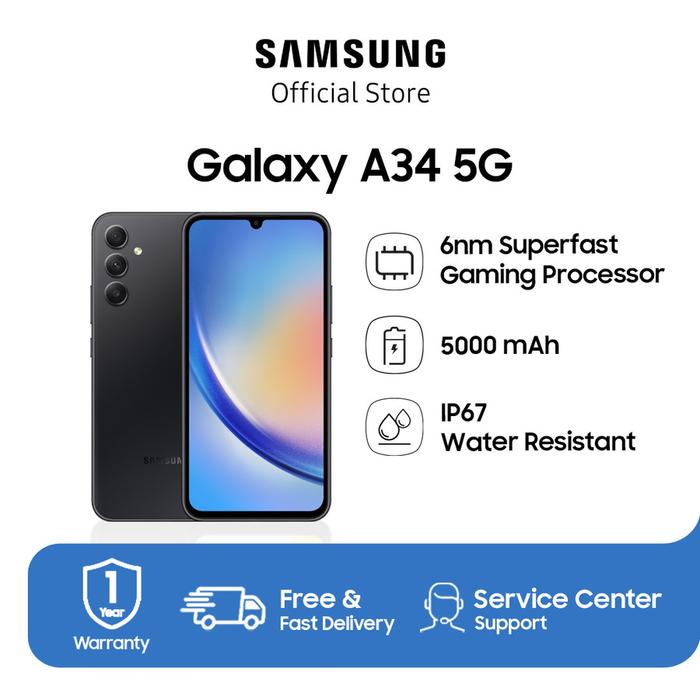 Gambar Samsung Galaxy A34 5G 8/256GB - Graphite dari Rejodadi - Samsung Authorized undefined Tokopedia