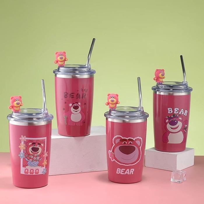 Gambar Termos Tumbler Minum Lotso 450ML Strawberry Bear Botol Minum Anak - LOTSO dari KomplitShop888 undefined Tokopedia