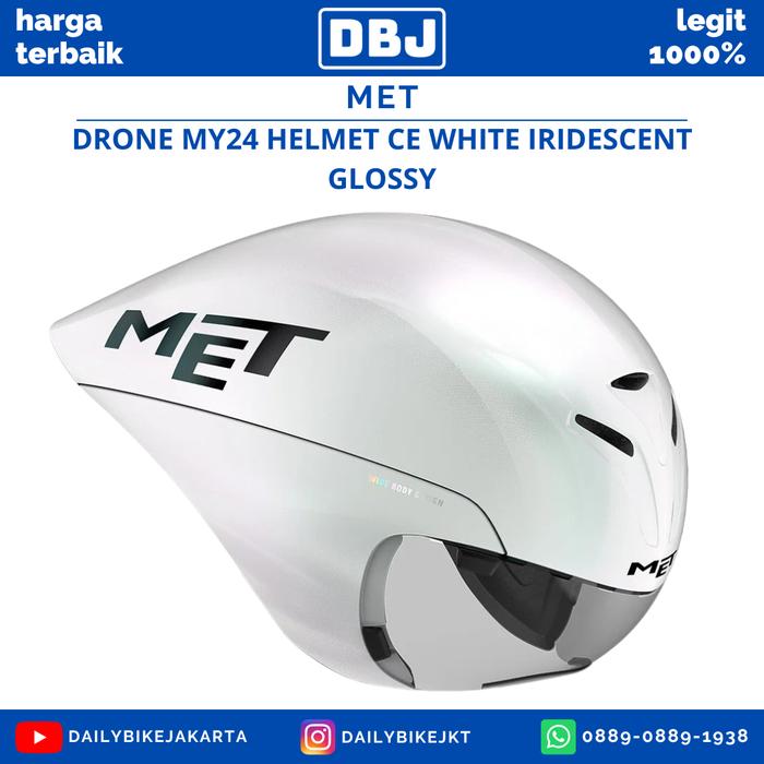 Gambar MET DRONE MY24 HELMET CE WHITE IRIDESCENT GLOSSY HELM SEPEDA TT - L dari Daily Bike Shop_NEW undefined Tokopedia